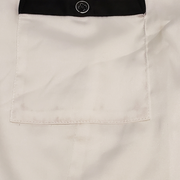 Penningtons Shiny White Button Down Top with Black Edging - Picture 15 of 16
